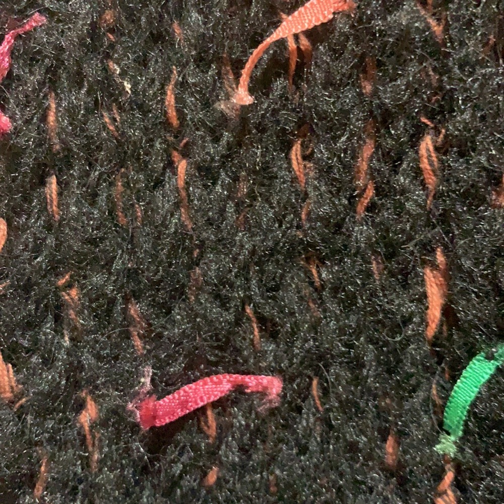 RARE/UNIQUE VINTAGE FLASHBACK RETRO SZ L FUZZY KNIT JACKET:BLACK/MULTI+ FRINGE - Picture 12 of 12